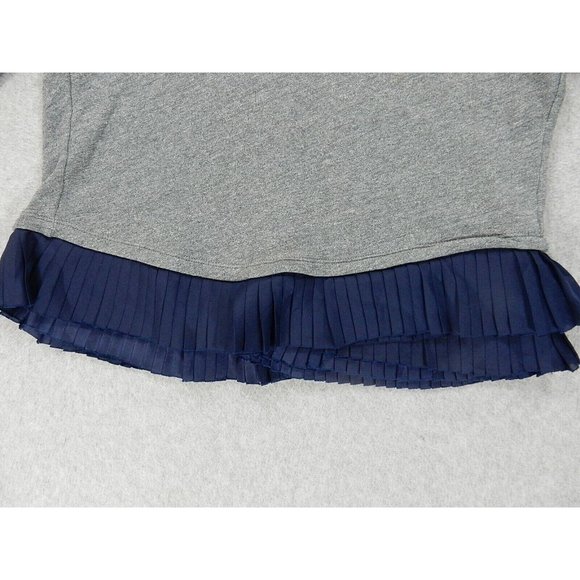 J Crew Ruffled‎ Hem Crew Sweatshirt (Women's Small) Gray/Blue - Cotton - Picture 5 of 11